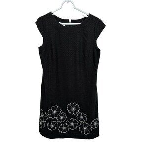 Kay Unger black capped sleeve dress, size 10